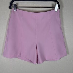 Mango Pink High Waisted Dress Shorts Size S Lined Side Zip